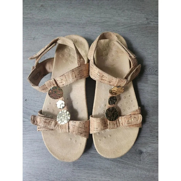 Vionic Ferra gold cork sandals goddess Greek comfort metallic woman size 10 - Picture 5 of 7